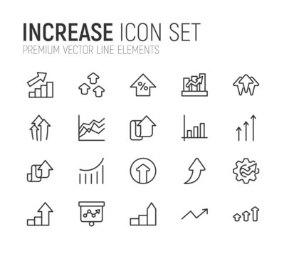 Simple line set of increase icons.