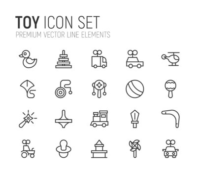 Simple line set of toy icons.
