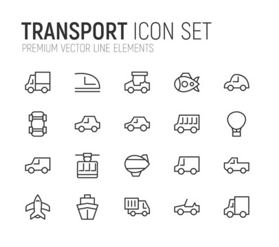 Simple line set of transport icons.