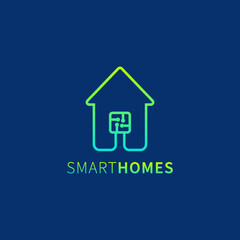 Smart Home Logo Design. Smart House flat design. Vector Design Logo