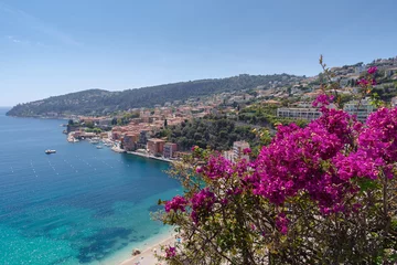 Foto auf Acrylglas Villefranche-sur-Mer, Französische Riviera Blick auf die Bucht von Villefranche-sur-Mer von der unteren Küstenstraße (Basse Corniche), Côte d& 39 Azur
