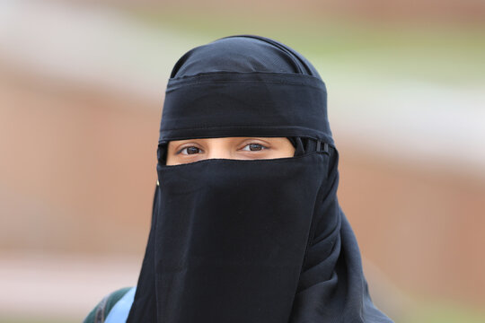 portrait of a muslim girl in niqab