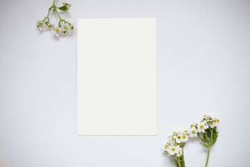 mockup- card, background, poster with a bouquet of flowers