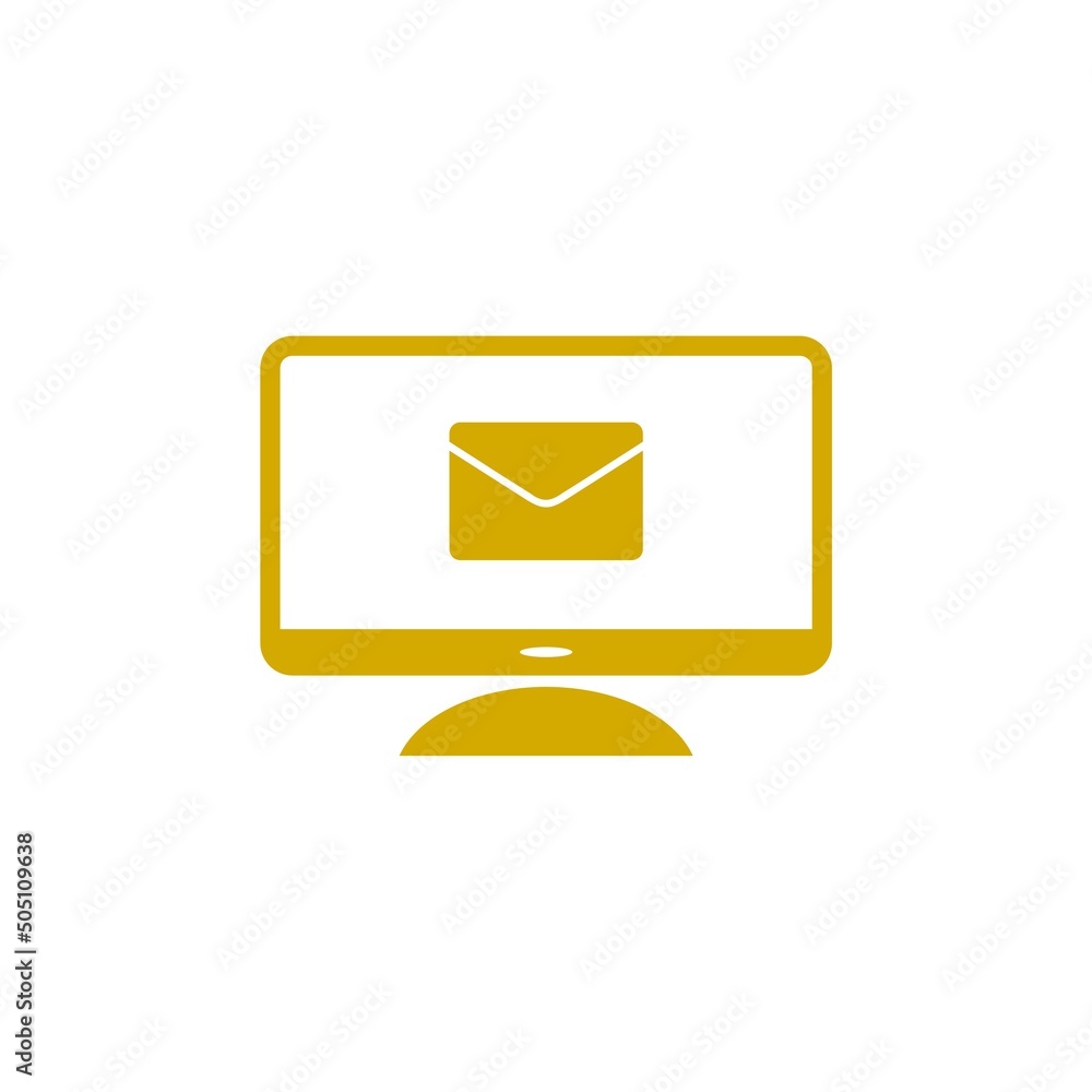 Poster check mail icon. computer monitor, display icon isolated on white background