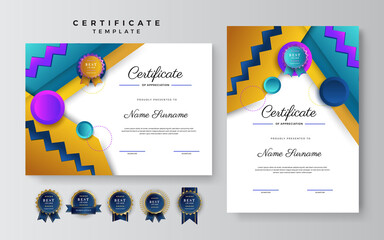 Set of realistic element abstract colorful certificate design template