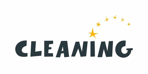 Lettering for cleaning. Hand-drawn text for the design of products related to the provision of cleaning services. Premium cleaning. Illustration in flat cartoon graphic style.