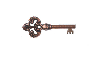 ancient bronze key isolated on white background