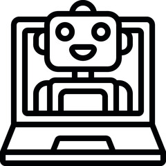 Laptop Robot Assistant Icon