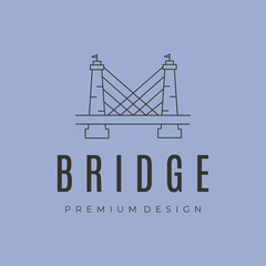 bridge flag icon line art logo vector symbol illustration design