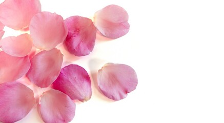simple background of some pink rose petals on white background