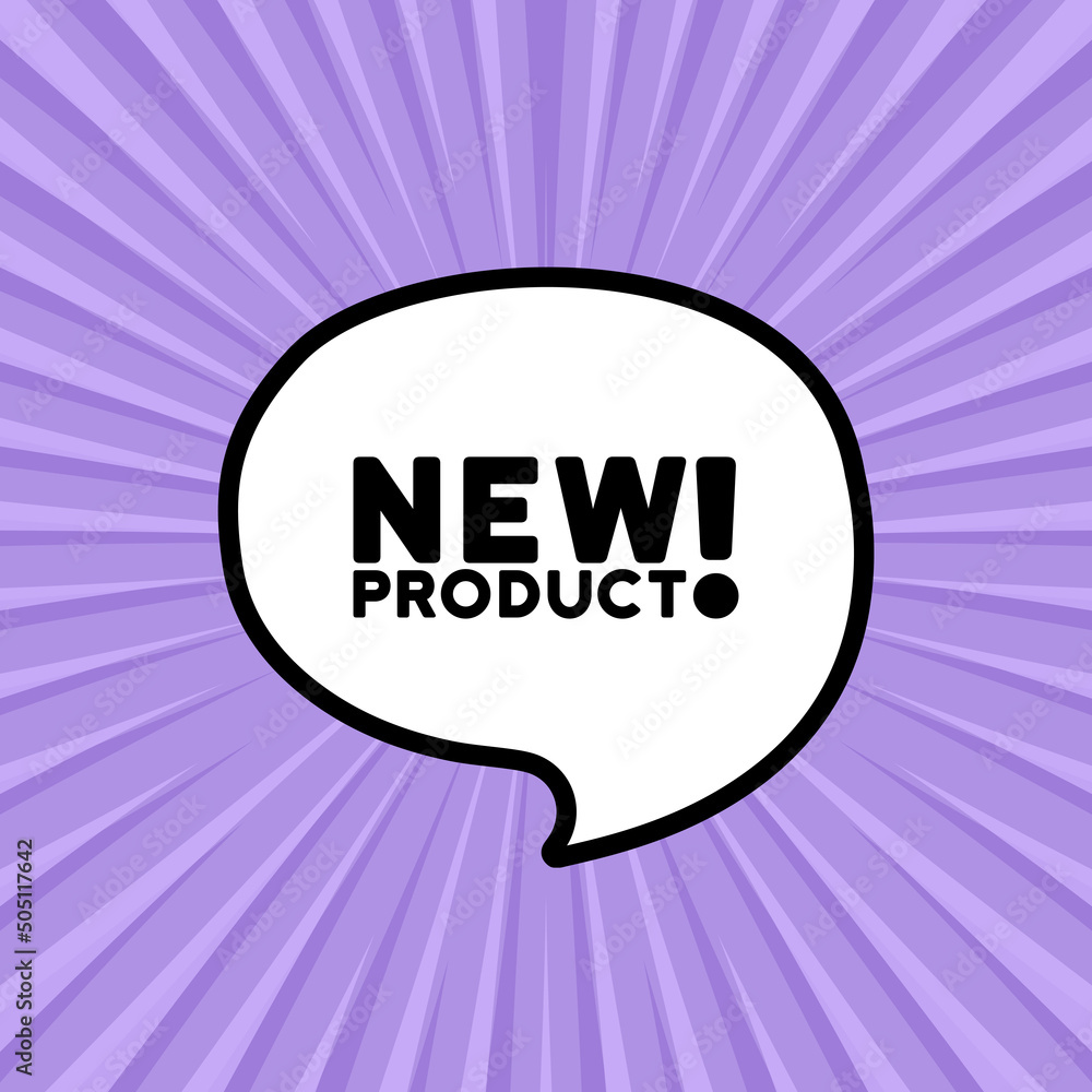 Poster speech bubble with new product text. boom retro comic style. pop art style. vector line icon for bus