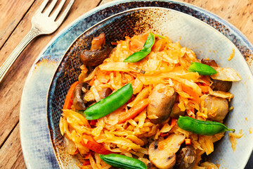 Appetizing stewed cabbage.