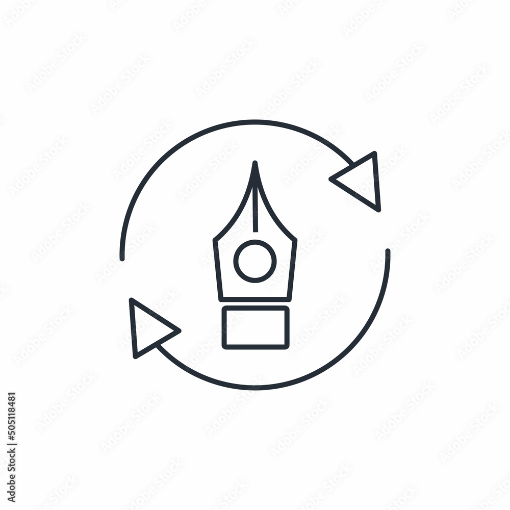 Poster ink pen and refresh arrows. edit, add description. vector linear icon isolated on white background
