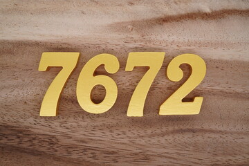 Number 7672 is made of 1 cm thick teak, painted gold on top of real wood with dark brown to light...