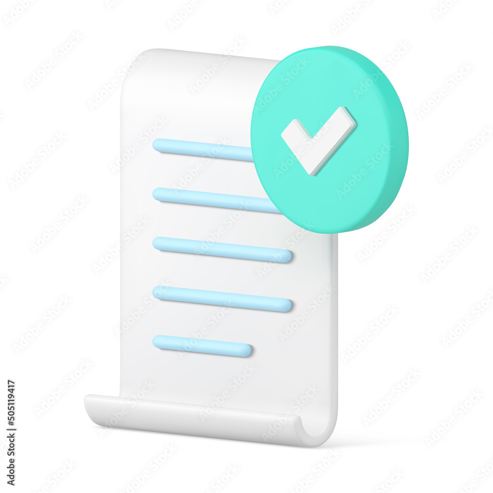 Poster isometric to do list check mark daily examination paper document 3d icon realistic vector