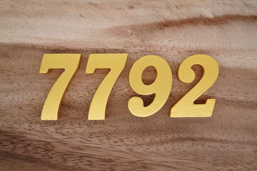 Number 7792 is made of 1 cm thick teak, painted gold on top of real wood with dark brown to light...