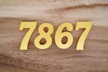 Number 7867 is made of 1 cm thick teak, painted gold on top of real wood with dark brown to light...