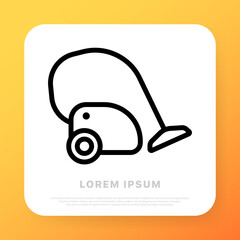Vacuum cleaner line icon. Dust, cleaning, clean, carpet, home, room, floor, person, people, family, day off, household appliances, device. Technology concept. Vector line icon for Business