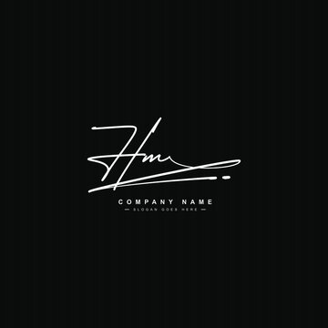 Initial Letter HM Logo - Hand Drawn Signature Logo