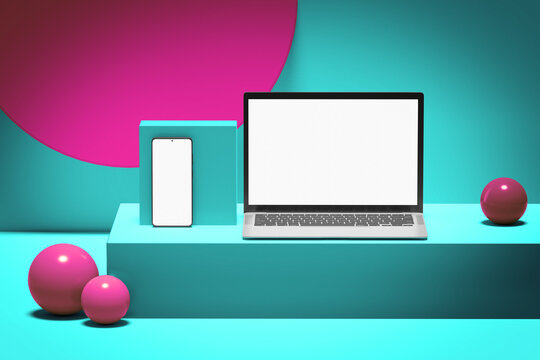 Isolated Devices Mockup - 3d rendering.