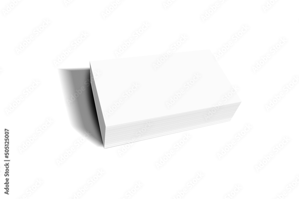 Aufkleber 3d rendering of a stack of empty name cards. blank white business cards mockup isolated on white bac
