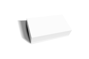 3d rendering of a stack of empty name cards. Blank white business cards mockup isolated on white background. 3d rendering.