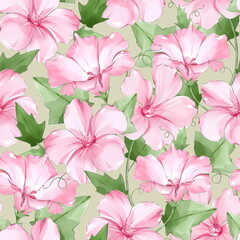 Seamless pattern with delicate bindweed flowers