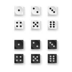 Collection playing dice in white black design