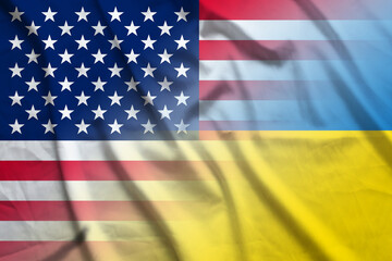 Fototapeta na wymiar USA and Ukraine state flag international negotiation UKR USA