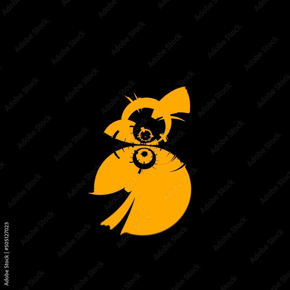 Aufkleber vivid yellow gold patterns on black background generating many intricate shapes and designs in a squ