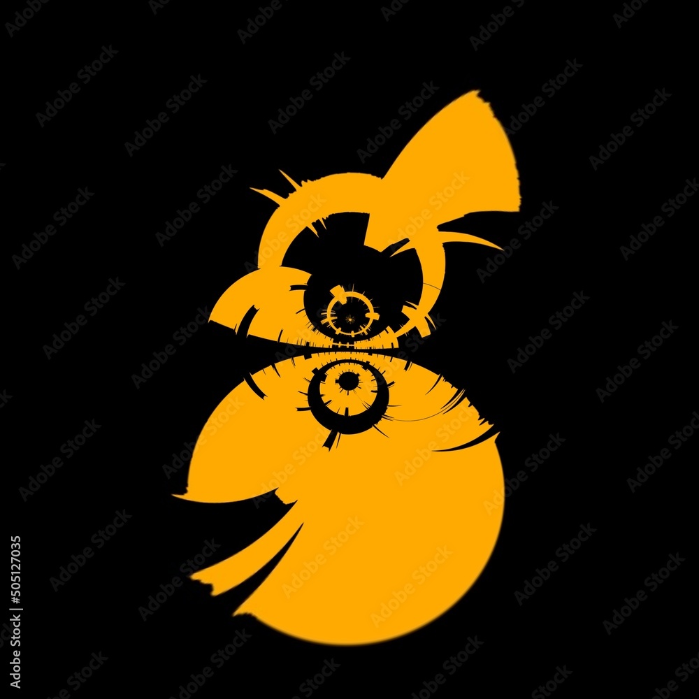 Aufkleber vivid yellow gold patterns on black background generating many intricate shapes and designs in a squ