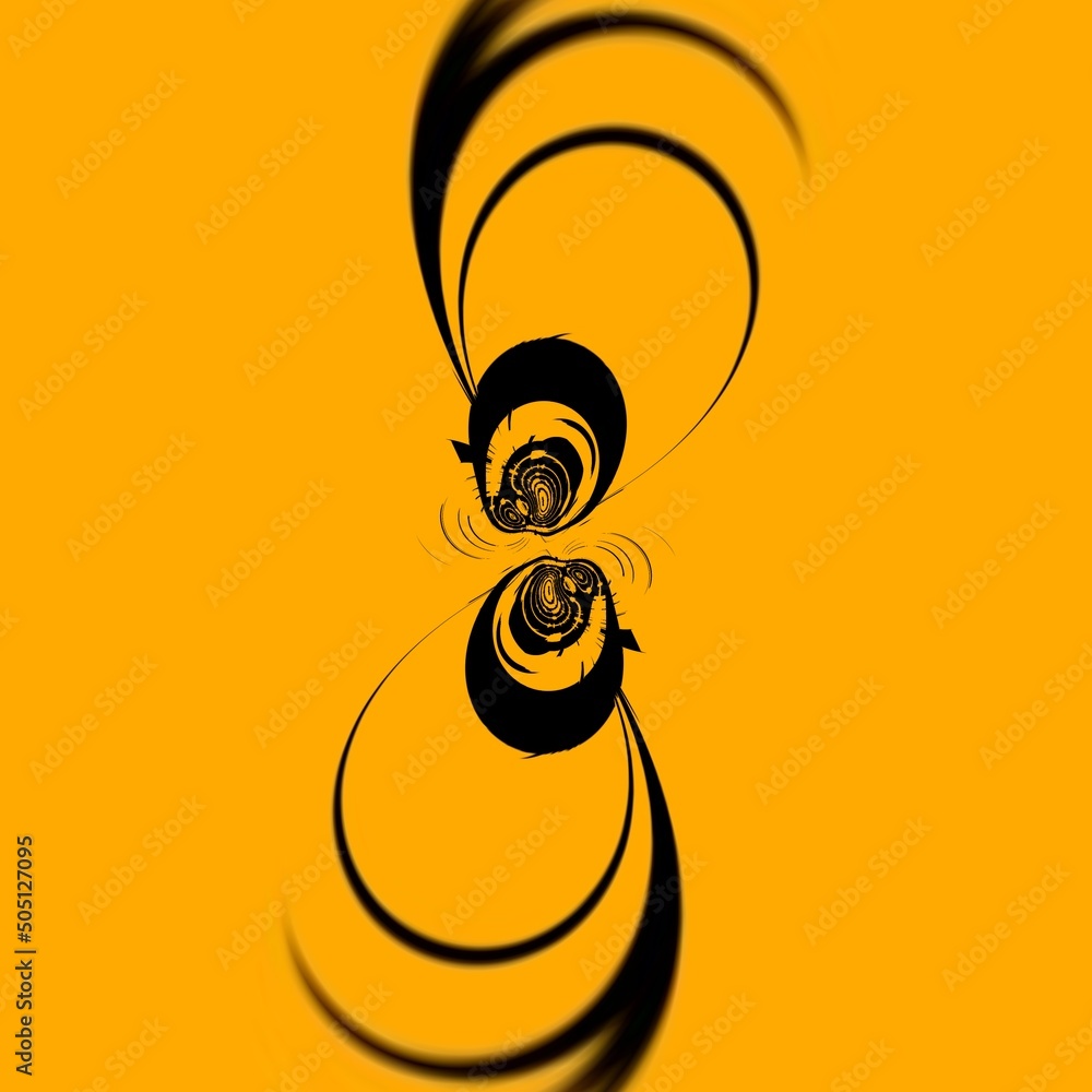 Aufkleber vivid yellow gold patterns on black background generating many intricate shapes and designs in a squ
