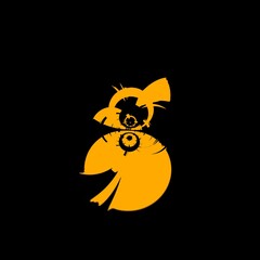 VIVID yellow gold patterns on black background generating many intricate shapes and designs in a square format