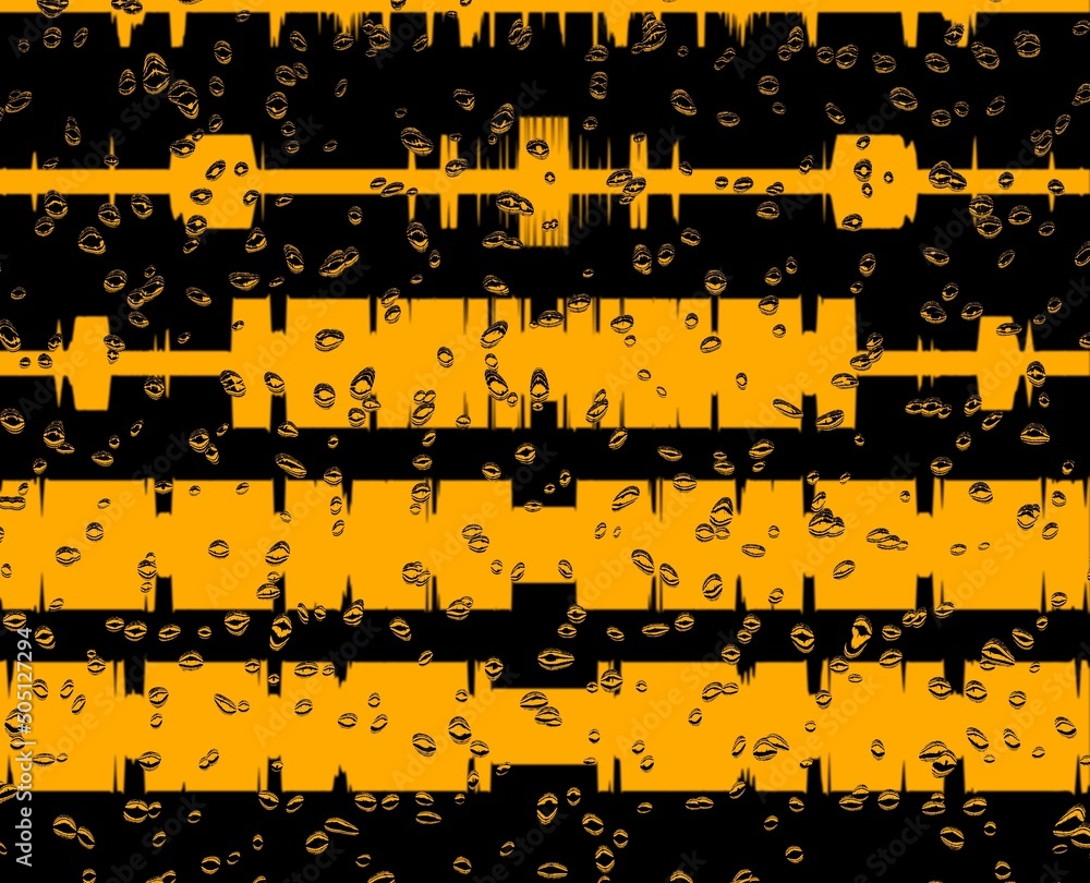 Aufkleber vivid yellow gold patterns on black background generating many intricate shapes and designs in a squ