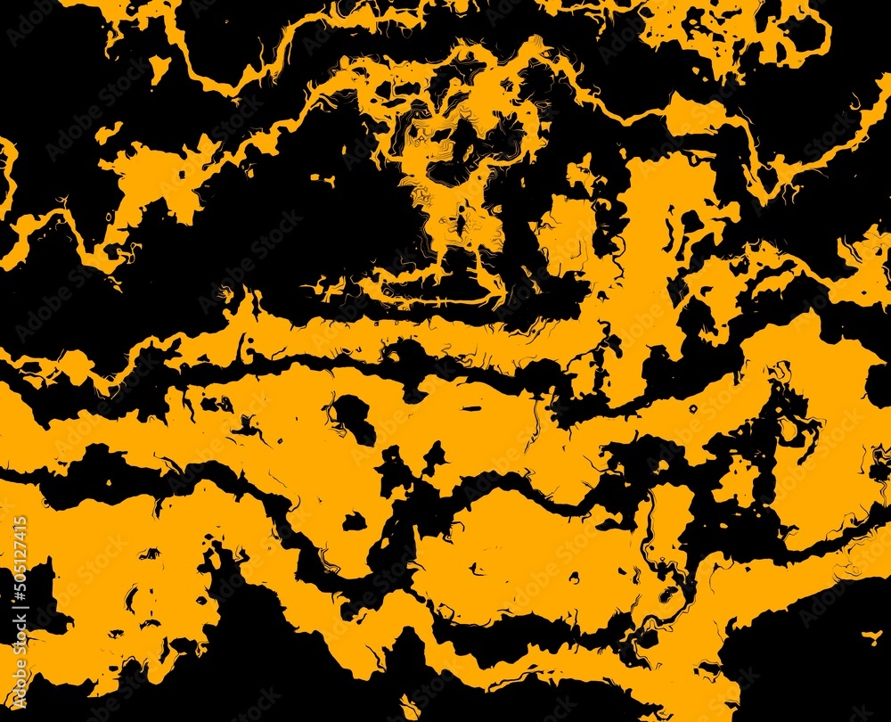 Aufkleber vivid yellow gold patterns on black background generating many intricate shapes and designs in a squ