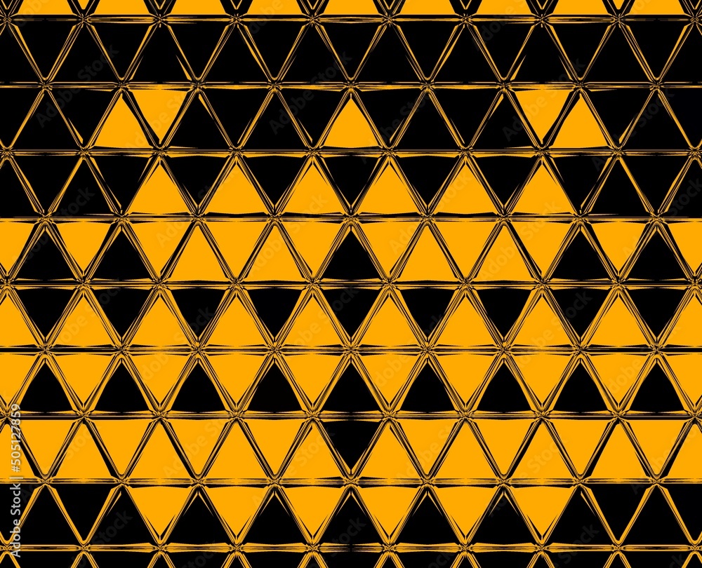 Aufkleber vivid yellow gold patterns on black background generating many intricate shapes and designs in a squ