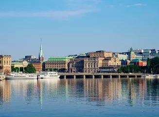 Wandcirkels aluminium View towards the Royal Swedish Opera and St. Jacobs Church, Stockholm, Stockholm County, Sweden © Karol Kozłowski