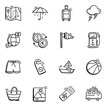 Collection of Holiday Hand Drawn Icons 