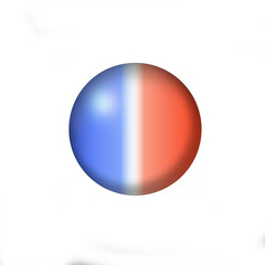 Bouton drapeau français sur fond blanc