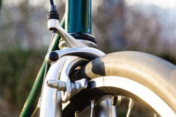close up brale of fixed gear bike, old vintage bicycle