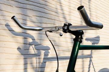 close up bar bull horn of fixed gear bike, old vintage bicycle