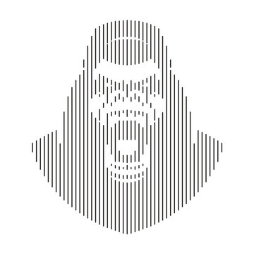 Gorilla Vector. With Vertical Lines. Suitable for screen printing t-shirts, posters, stickers, etc