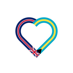 unity concept. heart ribbon icon of united kingdom and bahamas flags. vector illustration isolated on white background