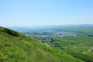 Fototapeta na wymiar The city of Shemakha is photographed from the mountain. Azerbaijan.