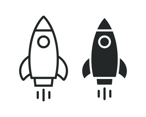 Rocket icon. Launch and start symbol. Spacecraft sign. Vector illustration image.
