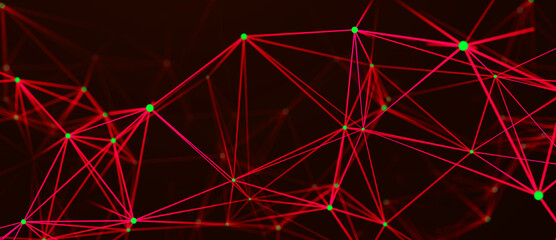 Plexus of lines and dots. Connected particles. Network geometry background. 3d rendering