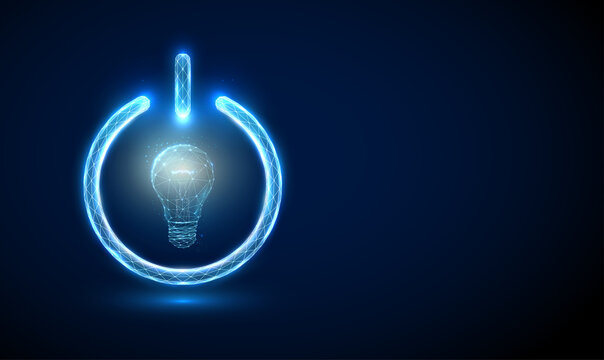 Abstract blue light bulb in power button