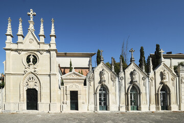 mortuary chapel with sculptures in the cemetery of Aveiro, Portugal