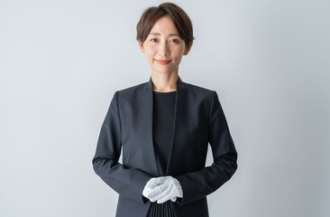 スーツを着た日本人女性