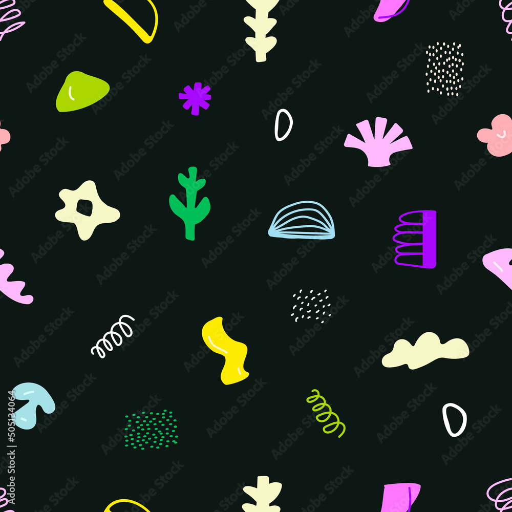 Poster seamless vector pattern with abstract trendy elements.